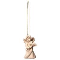 Houtsnijwerk Engel Met Viool-Om Te Hangen-6 Cm/Natuur 