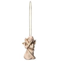 Houtsnijwerk Engel Met Hoorn om op te hangen 6 Cm/Natuur 
