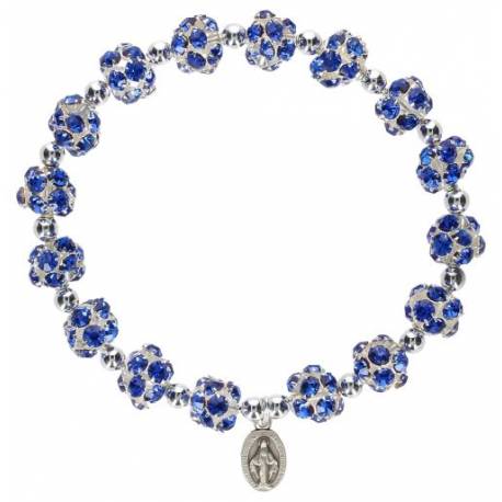 Armband/elastiek Strass 8 mm kristal blauw 