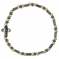 Bracelet sur élastique Perles dorées et hématite