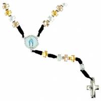 Chapelet s/corde Croix argentées et dorées