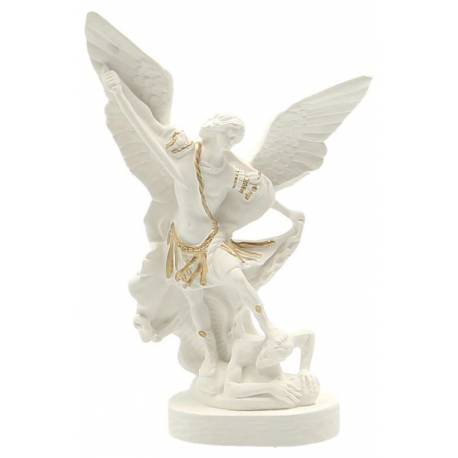 Statue 12 cm - Albâtre + Or - St Michel