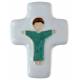 Croix Céramique 10.5 X 8 cm Jésus Vert prasin/blanc