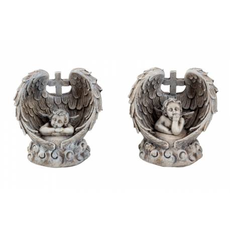 Ange dans ailes avec croix 9.5 X 9.5 cm