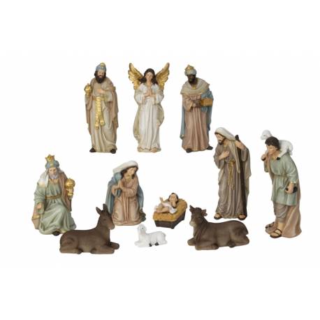 Personnages de crèche de Noël - 11 figurines de 22 cm