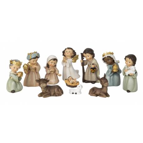 Kerstgroep van 11 figuren - 13 cm 
