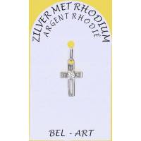 Croix Argent Rhodié - 13 X 9 mm - Zircon