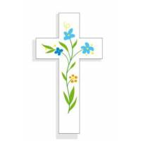 Magnet Croix Amour Fleurs 5.5x10cm