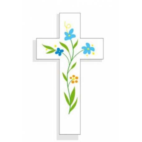 Magnet Croix Amour Fleurs 5.5x10cm