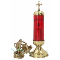 Lampe/St Sacrement-H 19 cm Verre rouge Métal Doré/220V