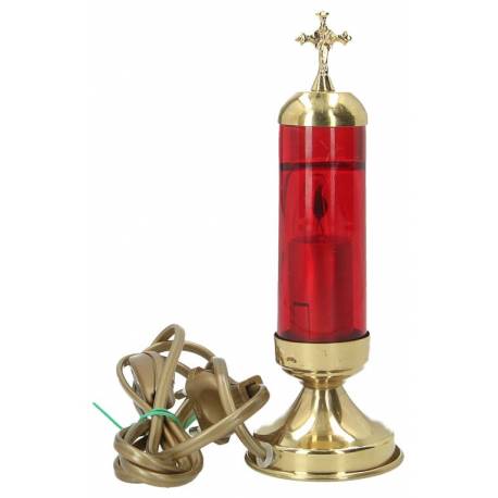 Lampe/St Sacrement-H 19 cm Verre rouge Métal Doré/220V