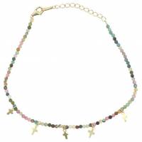 Bracelet tourmaline avec croix en plaqué-or