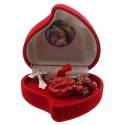 Ecrin coeur + Rose rouge + Dizainier Parfumé Ste Rita