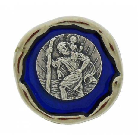 Méd. Aimantée - St Christophe - 33 mm - Email bleu