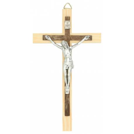 Croix Murale - 15 cm - Bois Brun 2 Tons