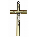 Croix Murale - 20 cm - Bois Bombé Blanc