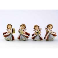 Ange de Noël rouge/vert 7 cm - 8 / set