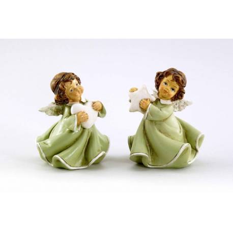 Ange avec coeur/étoile vert 10cm