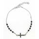 Bracelet-dizainier - argent rhodié - Swarovsky - noir - croix