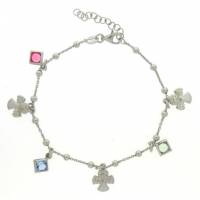 Armband zilver met rhodium - engeltjes - hangertjes Swarovsky 