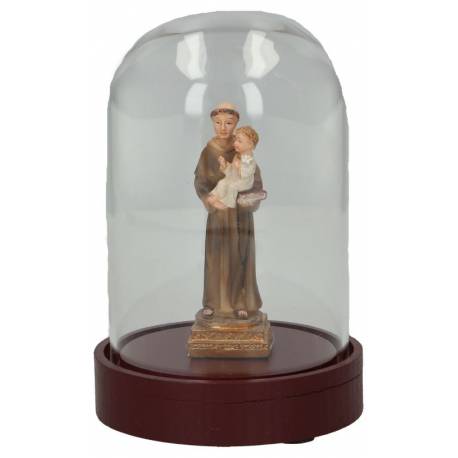 Glazen stolp van 8 cm met beeld van H. Antonius 