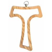 Croix Tau ajourée 11 cm - Bois d'Olivier