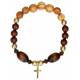 Armband op elastiek - Messing en hout 