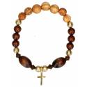 Armband op elastiek - Messing en hout 
