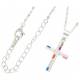 Croix en argent rhodié avec zircons multicolore + chaine