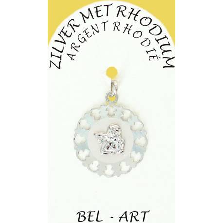 Médaille Argent Rhodié - Ange 20 mm