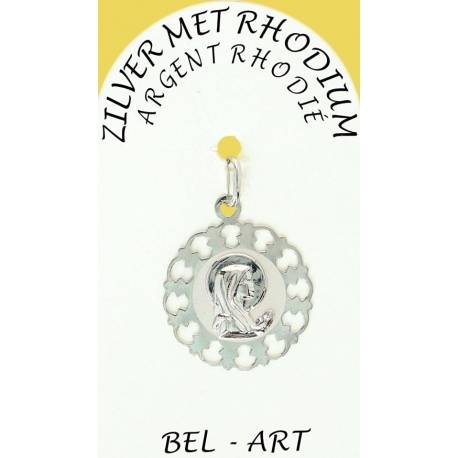 Médaille Argent Rhodié - Vierge priante 20 mm
