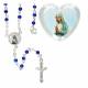 Mini-rozenkrans blauw + karabijnsluiting + doosje hart 