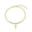 Bracelet plaqué or et strass avec croix