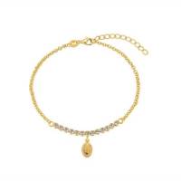 Verguld armband met strass en wonderdadige medaille 