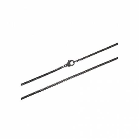 Chaine en acier noire 55 cm avec mousqueton