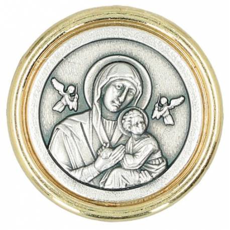 Médaille aimantée Perpétuel Secours 30 mm avec bords dorés