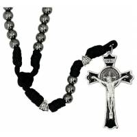 Chapelet sur paracorde Hématite Croix St Benoît