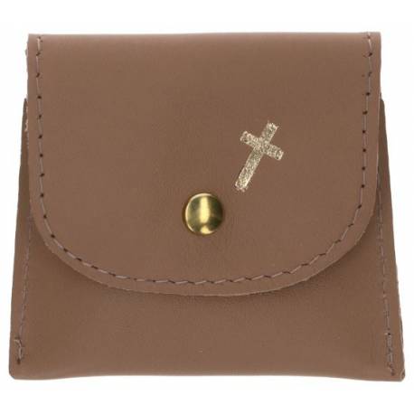 Etui Chapelet Cuir - 8 X 7 cm - Naturel