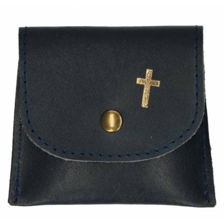 Rozenkranszakje Leder - 8 X 7 cm - Zwart 