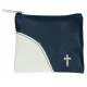 Rozenkranszakje Leder - 10 X 8 cm - Blauw-Wit 