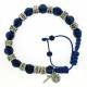 Armband-tientje/koord - glas 8 mm - blauw 