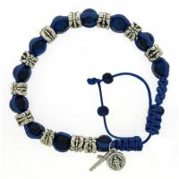 Armband-tientje/koord - glas 8 mm - blauw 
