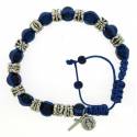 Armband-tientje/koord - glas 8 mm - blauw 
