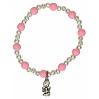 Bracelet s/élast avec ange - Rose