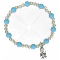 Armband op elastiek met engel turkoois 