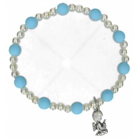 Bracelet sur élastique avec ange turquoise