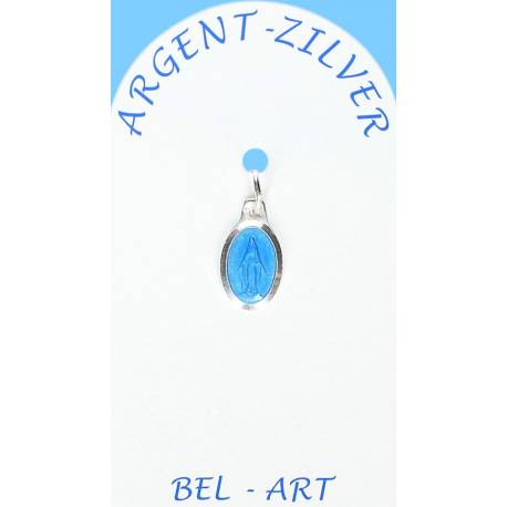 Médaille Argent - Miraculeuse - 10 mm - Email Bleu