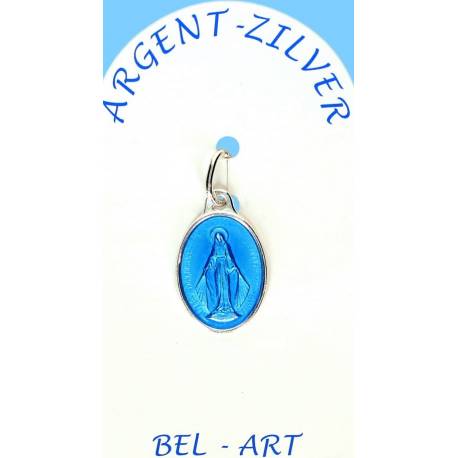 Medaille Zilver - Wonderbare - 12 mm - Email Blauw 