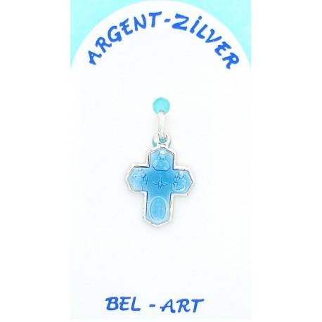Croix Argent Email Plurisaints 15 mm