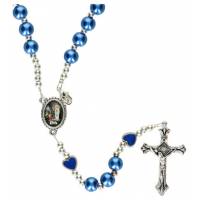 Chapelet bleu pater coeur email bleu + mousqueton